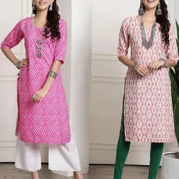 Ethnic basket Women Pack Of 2 Multicoloured Crepe Kurtas-picture-17