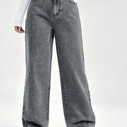 NUCOUTHS Women Super Wide Leg High-Rise Stretchable Jeans-picture-31