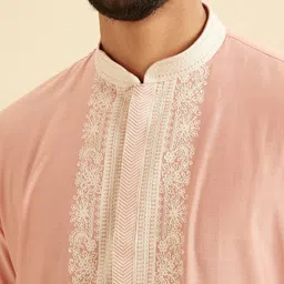 Manyavar Adults-Men Woven Design Embroidered Kurta with Churidar image 5