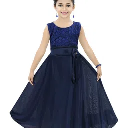 CHANDRIKA Girls Navy Blue Viscose Rayon Dresses-picture-25