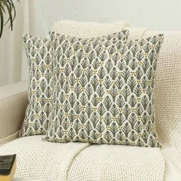 kushadri Grey Cotton Abstract 18x18 inches Cushion Covers (Pack of 2)-picture-16