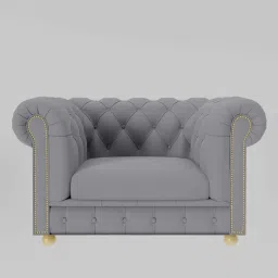 amberville from pepperfry Derby Velvet 1 Seater Sofa In Cool Grey Colour image 5