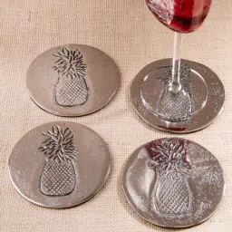 GIBOX Blink Sprinkle Pineapple Coasters Set Kitchen Table Home D cor Restaurants Designer (Set of 4) image 1
