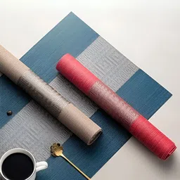 UniKart 10-Pcs Red & Grey Striped Table Placemats image 4