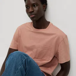 Marks & Spencer Men Solid Round Neck Cotton T-shirt image 4