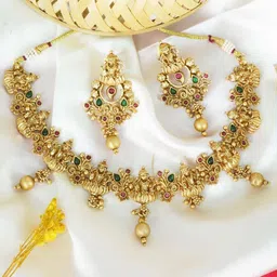 GRIIHAM Premium Antique Gold-Plated CZ-Studded Jewellery Set image 1