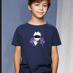 london streets Navy Gojo Anime Graphic Print T-Shirt-picture-0