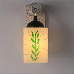 1ST TIME Green & White Printed Wood Square Shaped Wall Lamp image 5