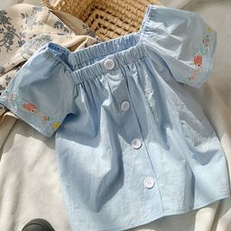 LULU & SKY Girls Printed Puff Sleeve Cotton Top-picture-19