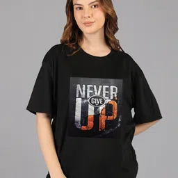 Mast & Harbour Women Typography Printed Drop-Shoulder Sleeves T-shirt-picture-18