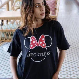 BonOrganik Women Typography Printed Applique T-shirt-image-1