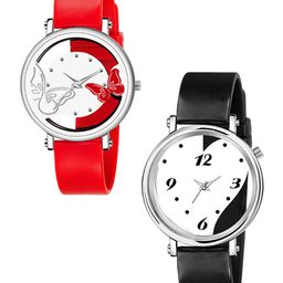 CSAMON Women Pack of 2 Dial & Straps Analogue Watch 601 Black 602 Red-picture-16
