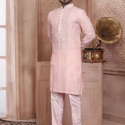 EVASTRO Ethnic Motifs Embroidered Mirror Work Pure Cotton Straight Kurta With Trousers image 5