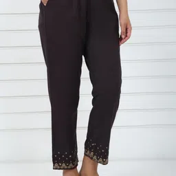 Folk Song Women Embroidered Tapered Fit Trousers image 4