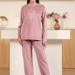 KIZA Women Floral Printed Round Neck Top & Pyjamas Night suits-image-66