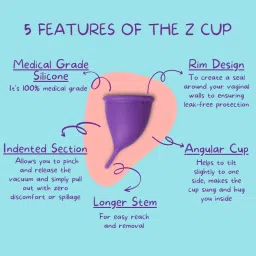 Lemme Be Z Cup - Reusable Menstrual Cup Small Size, Ultra Soft and Rash Free, FDA Approved 20ml (Small, Purple) image 4