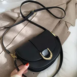 KPOP Women Solid Half Moon Casual Sling Bag image 4
