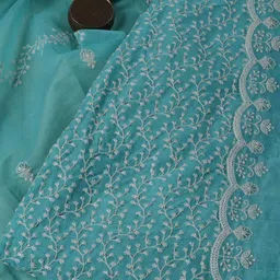Meena Bazaar Embroidered Art Silk Unstitched Dress Material image 4