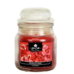 Sitara Crafts Red & Black Fresh Cut Rose Scented Wax Glass Jar Candle-image-74