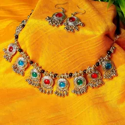 Oxidized Heaven Silver-Plated Jewellery Set-picture-17