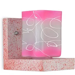 1ST TIME Pink & Pink Textured Wood Contemporary Square Shaped Wall Lamp-image-27