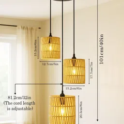 Homesake Beige & Brown Textured Ceiling Lamp image 4