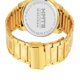HMTE Men Oval Dial & Bracelet Style Straps Analogue Watch HM-4122 Golden Green image 5