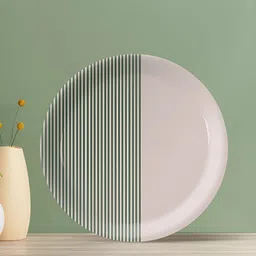 nestroots White & Green Striped Ceramic Wall Plate-picture-40