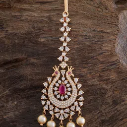 Kushal's Fashion Jewellery Gold-Plated Cubic Zircon Studded Maang Tikka-picture-21