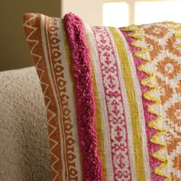 eyda Pink & White 2 Pieces Embroidered Square Cushion Covers image 5