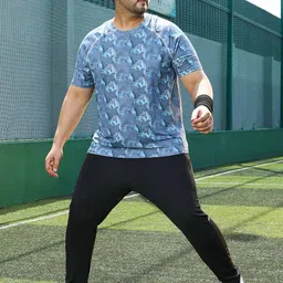 Instafab Plus Printed Panel-Swirl Activewear Cotton T-Shirt image 3