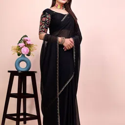 K 5 Fashion Embroidered Pure Chiffon Saree-image-60