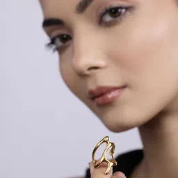 KAORI BY SHREYA AGARWAL Gold Plated Stylish Cut-Out TexturedFinger Ring-picture-23