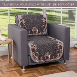 RUBOXA Olive Green & Beige Printed Cotton Sofa Cover image 4