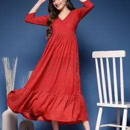 KALINI Women's Floral Print Fit & Flare Midi Dress-picture-33