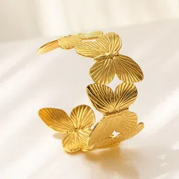 rubans voguish Women 22K Gold-Plated Brass Butterfly Design Openable Bold Statement Cuff Bracelet-picture-21