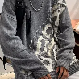 StyleCast x Revolte Self Design Round Neck With Fuzzy Detail Pullover image 2