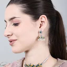 DEGHLAM Stones Studded & Beaded Oxidised Jewellery Set image 5