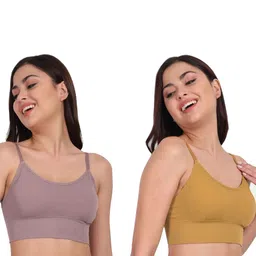 SIFAT FASHION Pack of 2 Full Coverage Lightly Padded Seamless Crop Non-Wired Everyday Bra image 3