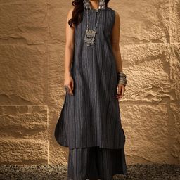 InWeave Round Neck Pure Cotton Kurta with Palazzos-picture-9