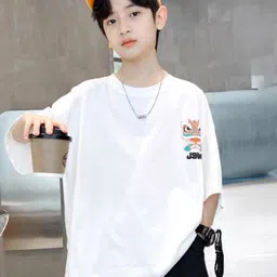 Xsole Boys Graphic Printed Round Neck Cotton Oversized T-shirt-picture-28