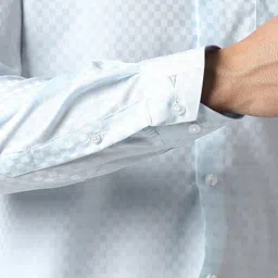 Van Heusen Men Textured Spread Collar Pure Cotton Formal Shirt image 3