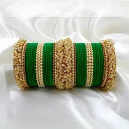 LLL FASHION Green Glass Artificial Stones & Beads Bangle-picture-17