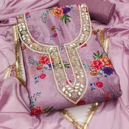 LeeliPeeri Designer Floral Printed Beads And Stones Unstitched Dress Material image 3