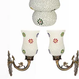 SOMIL White And Red 3 Pieces Textured Bell Shaped Wall Lamp-picture-40