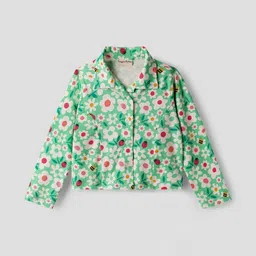 CrayonFlakes Girls Printed Long Sleeves Pure Cotton Shirt With Trouser image 2
