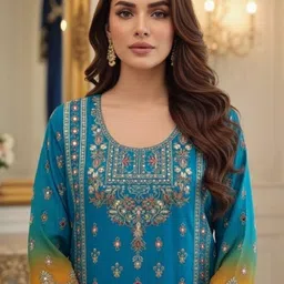 MARC LOUIS Embroidered Scoop Neck Tunic & Trousers Co-Ords image 4