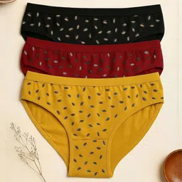 FiveFlag Pack Of 3 Printed 100% Combed Cotton Hipster Briefs-image-51