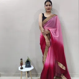 Rangtulika Ethnics Ombre Zari Poly Georgette Ready to Wear Saree-image-65