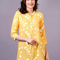 Jyoti Women Floral Print Mandarin Collar Shirt Style Top-image-51